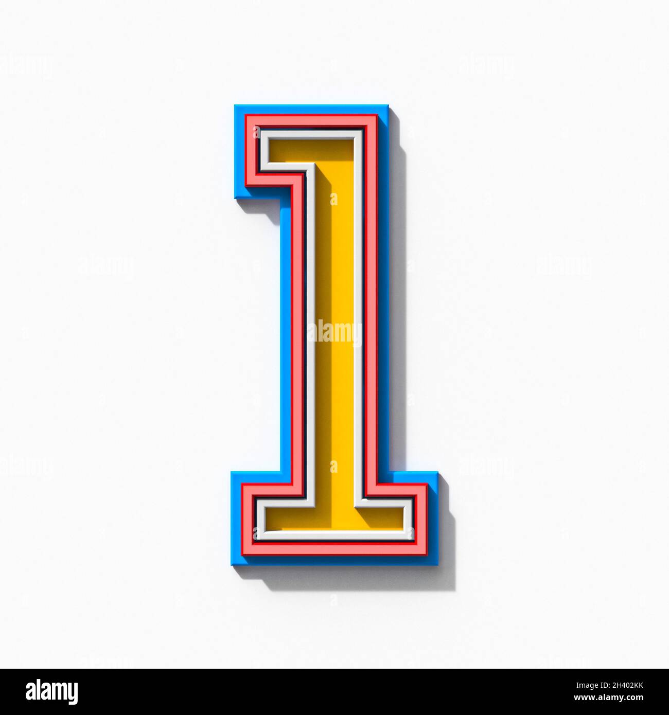 Number One Lettering Colorful Slab serif colorful outlined font with shadows Number 1 ONE 3D Stock ...