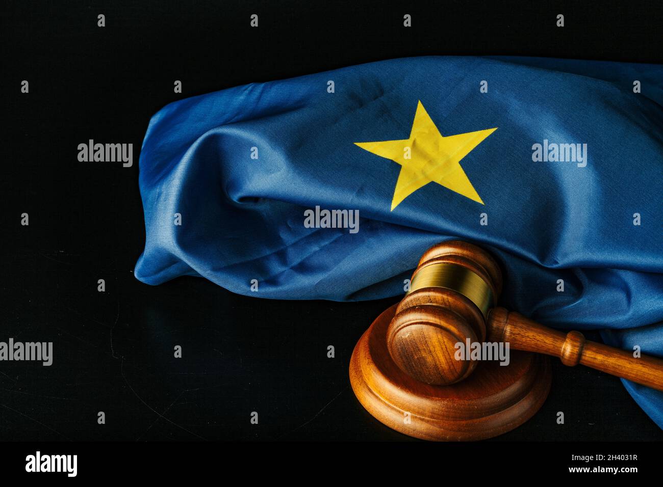Gavel and european union flag on black background Stock Photo