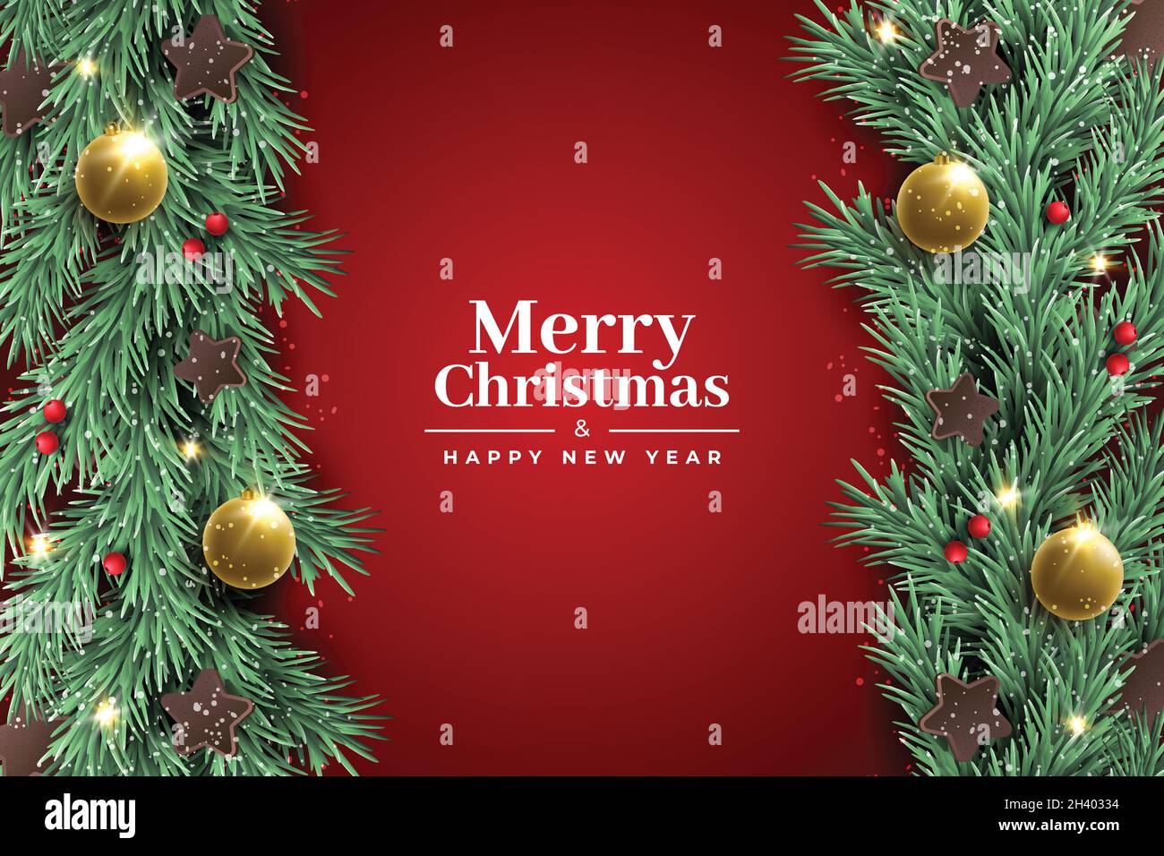 realistic christmas tinsel background vector design illustration Stock