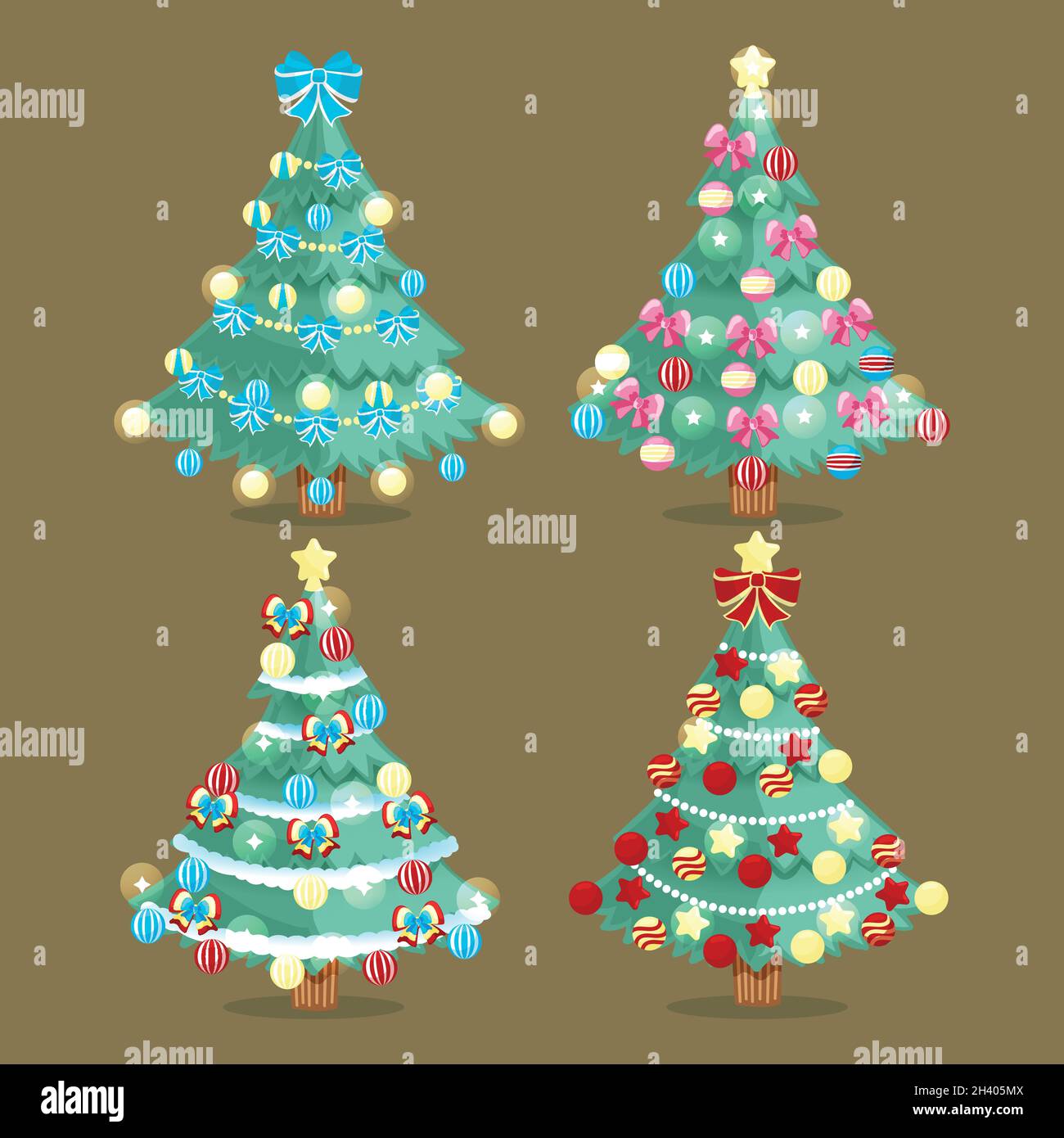 hand drawn christmas tree collection vector design illustration Stock Vector