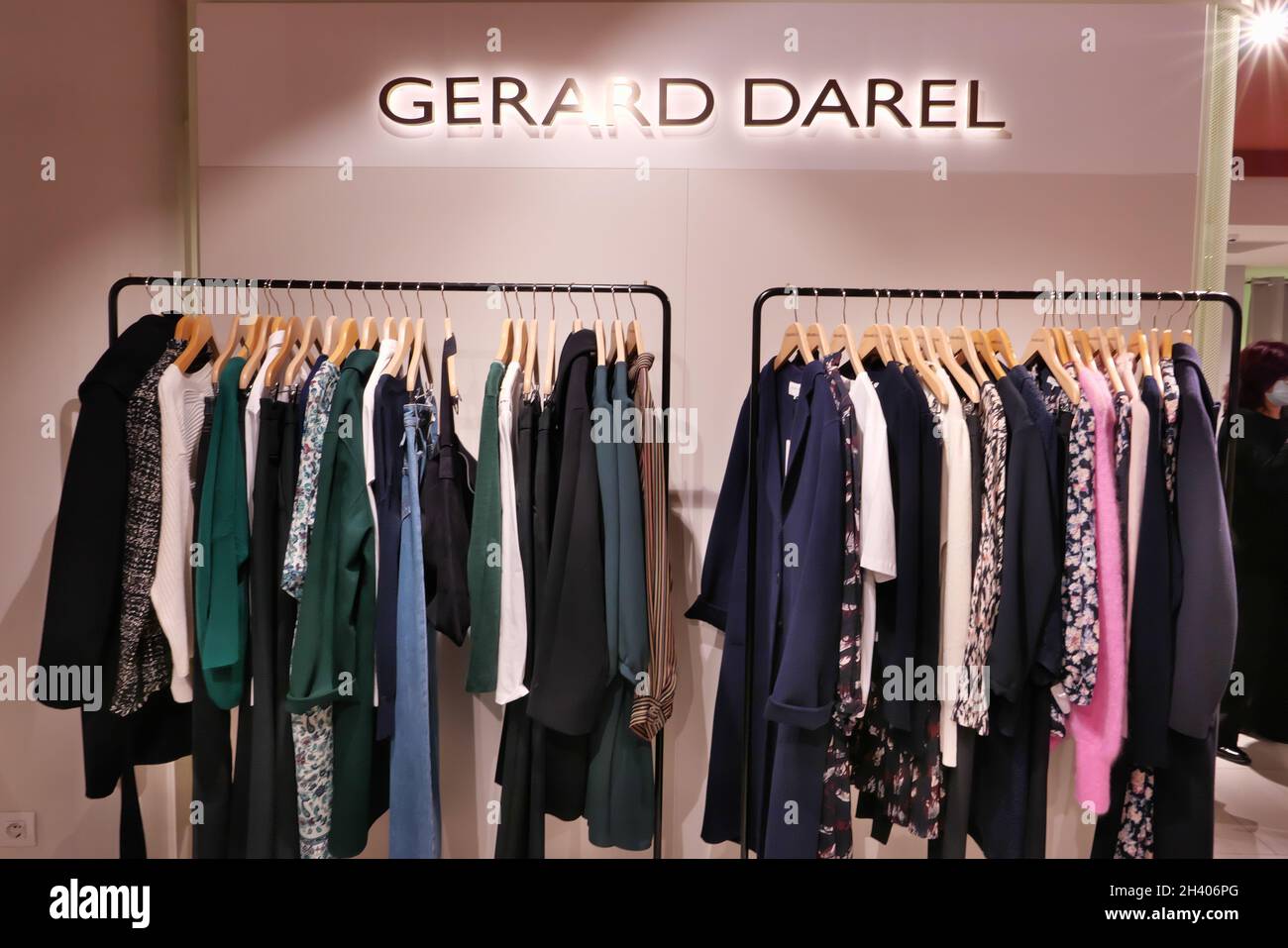 GERARD DAREL CLOTHING ON DISPLAY INSIDE THE FASHION STORE Stock Photo Alamy