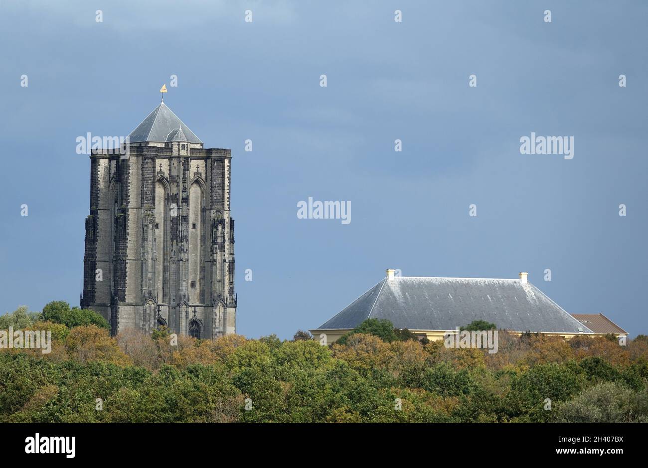 Tower of the Sint-Lievens Minster in Zierikzee Stock Photo