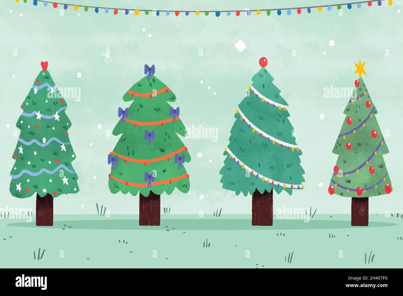 hand drawn christmas tree collection vector design illustration Stock Vector