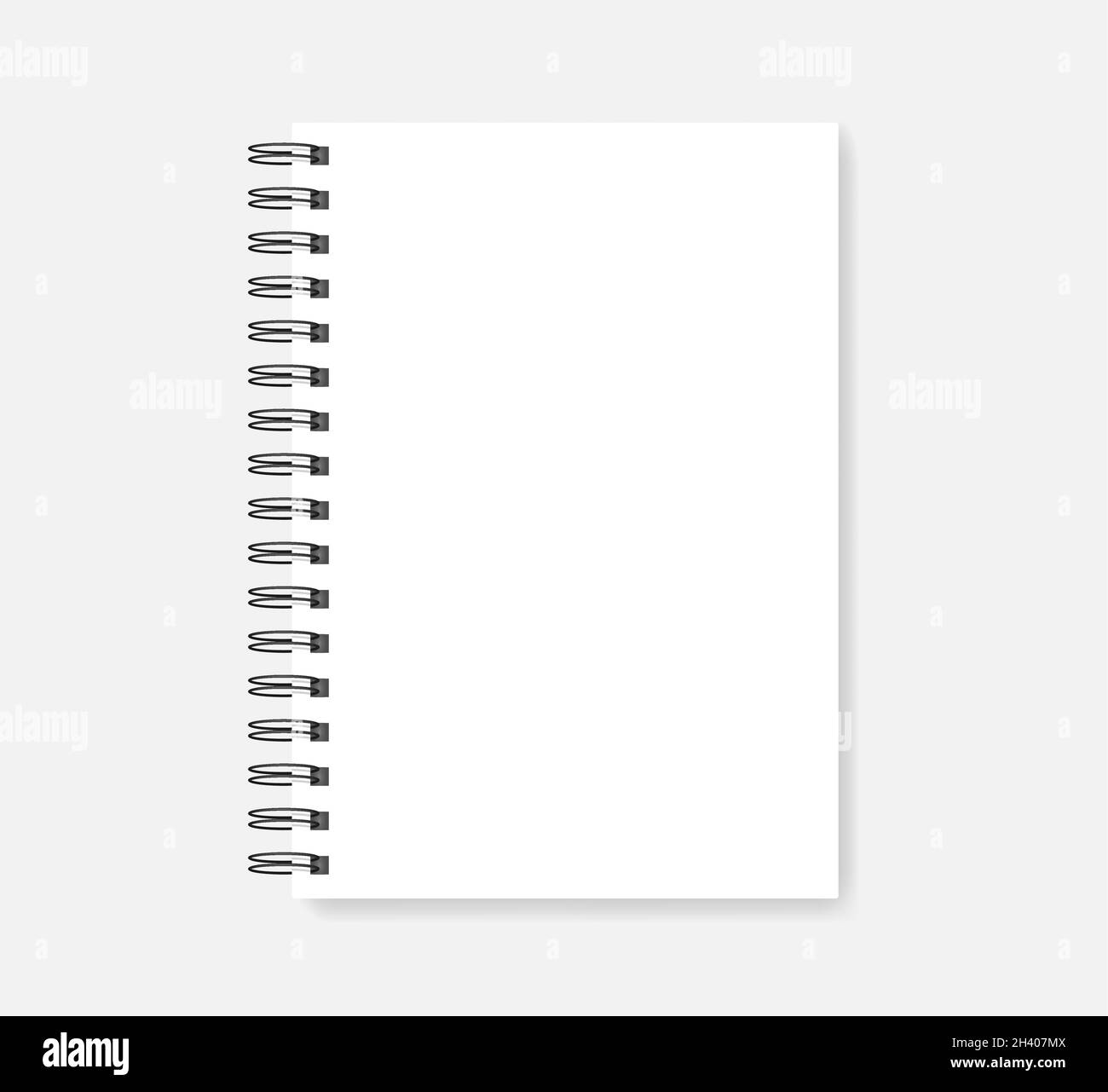 Spiral blank notebook, realistic vector mock-up. Wire bound empty