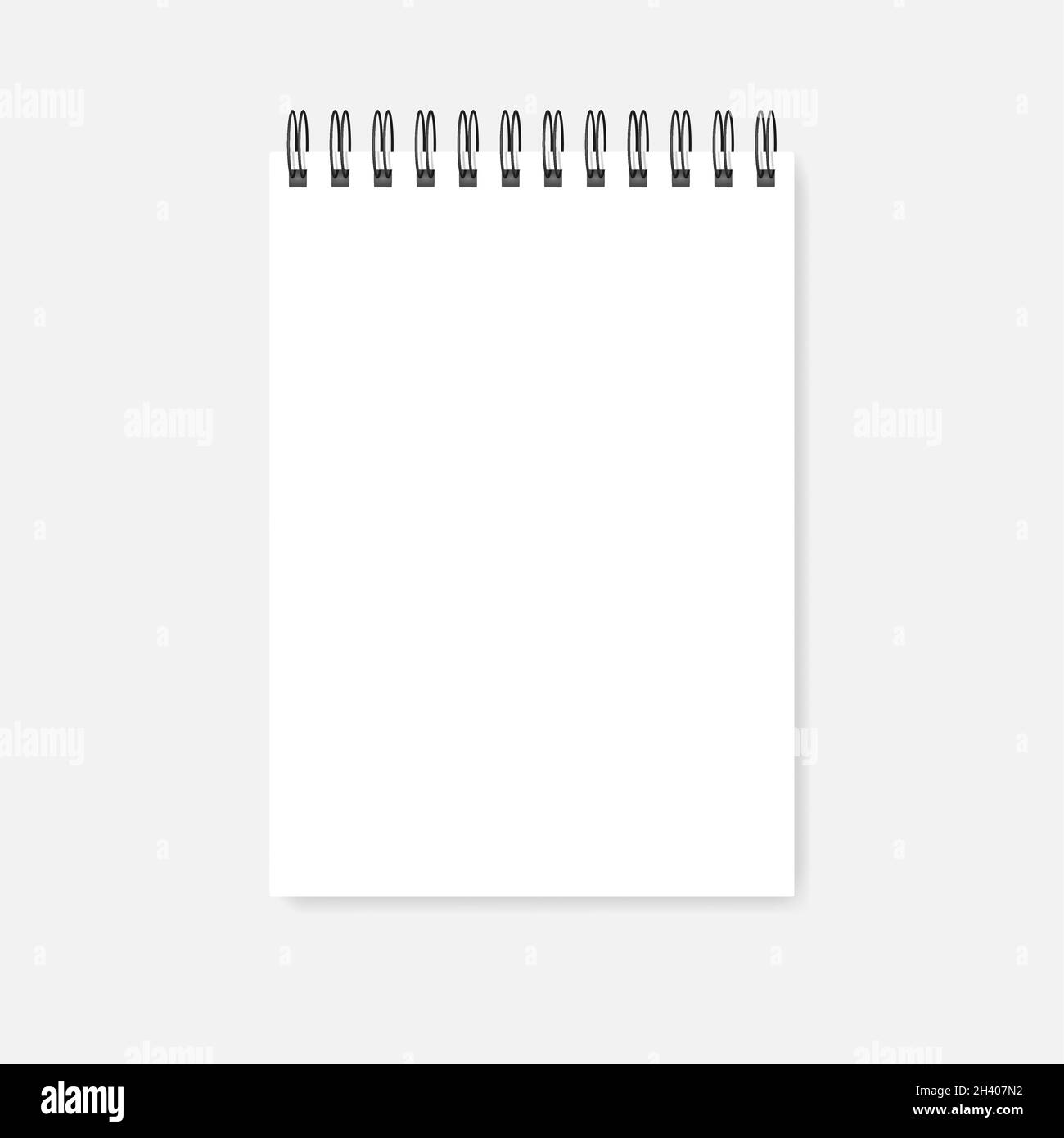 Top spiral blank notebook, realistic vector mock-up. Wire bound empty