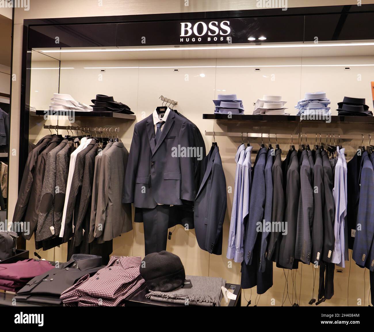 HUGO BOSS CLOTHING ON DISPLAY INSIDE THE FASHION STORE Stock Photo - Alamy