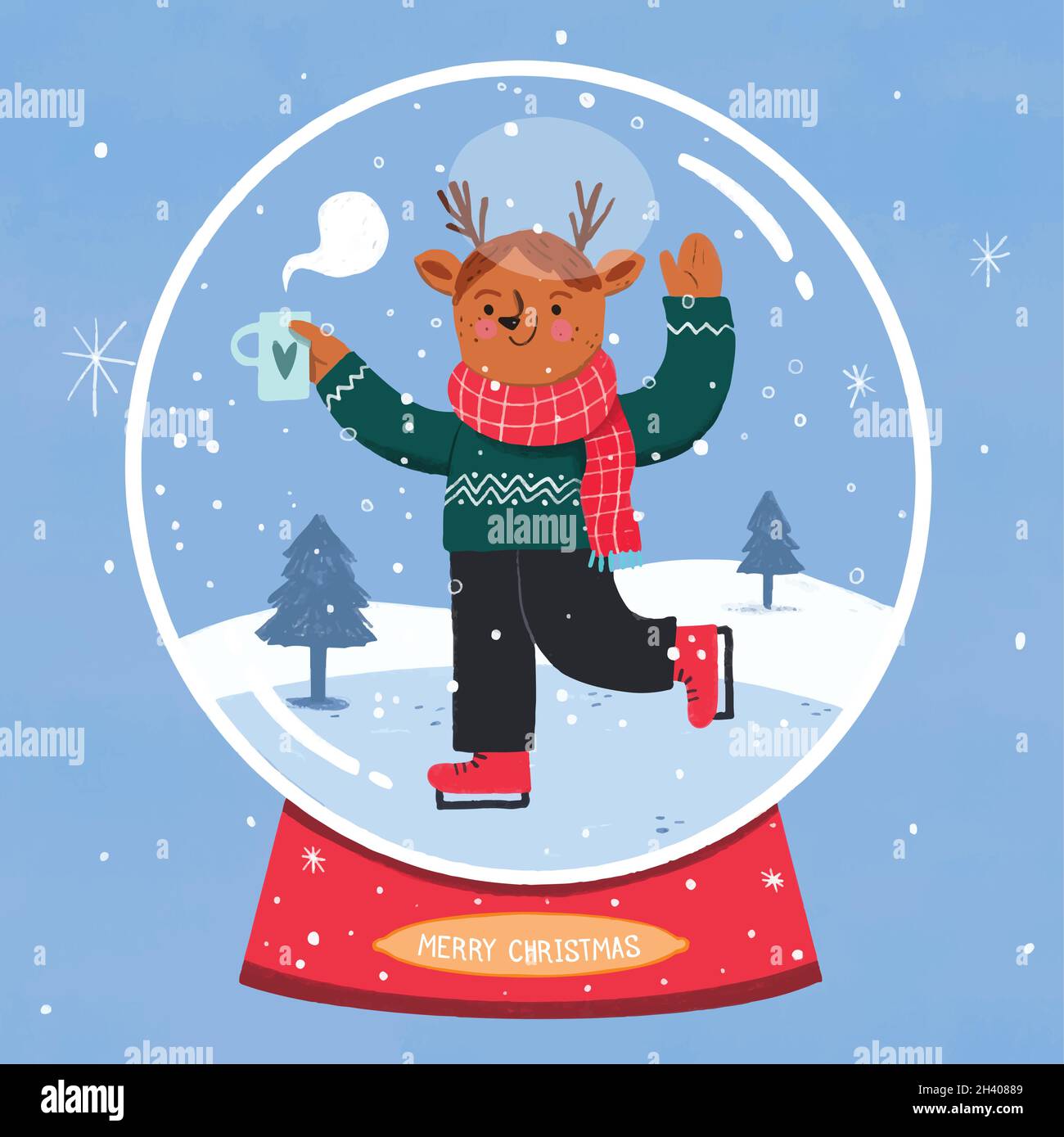 hand drawn christmas snowball globe vector design illustration Stock ...