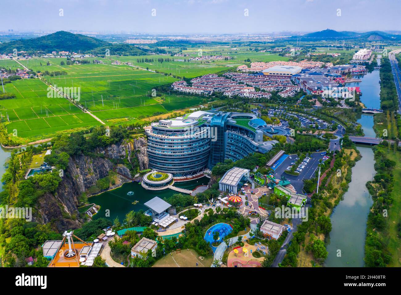 Shanghai,China - August 23,2020:Shimao Shenkeng Intercontinental Hotel in Shanghai Sheshan,the altitude is minus 88 meters.It is the world's first nat Stock Photo