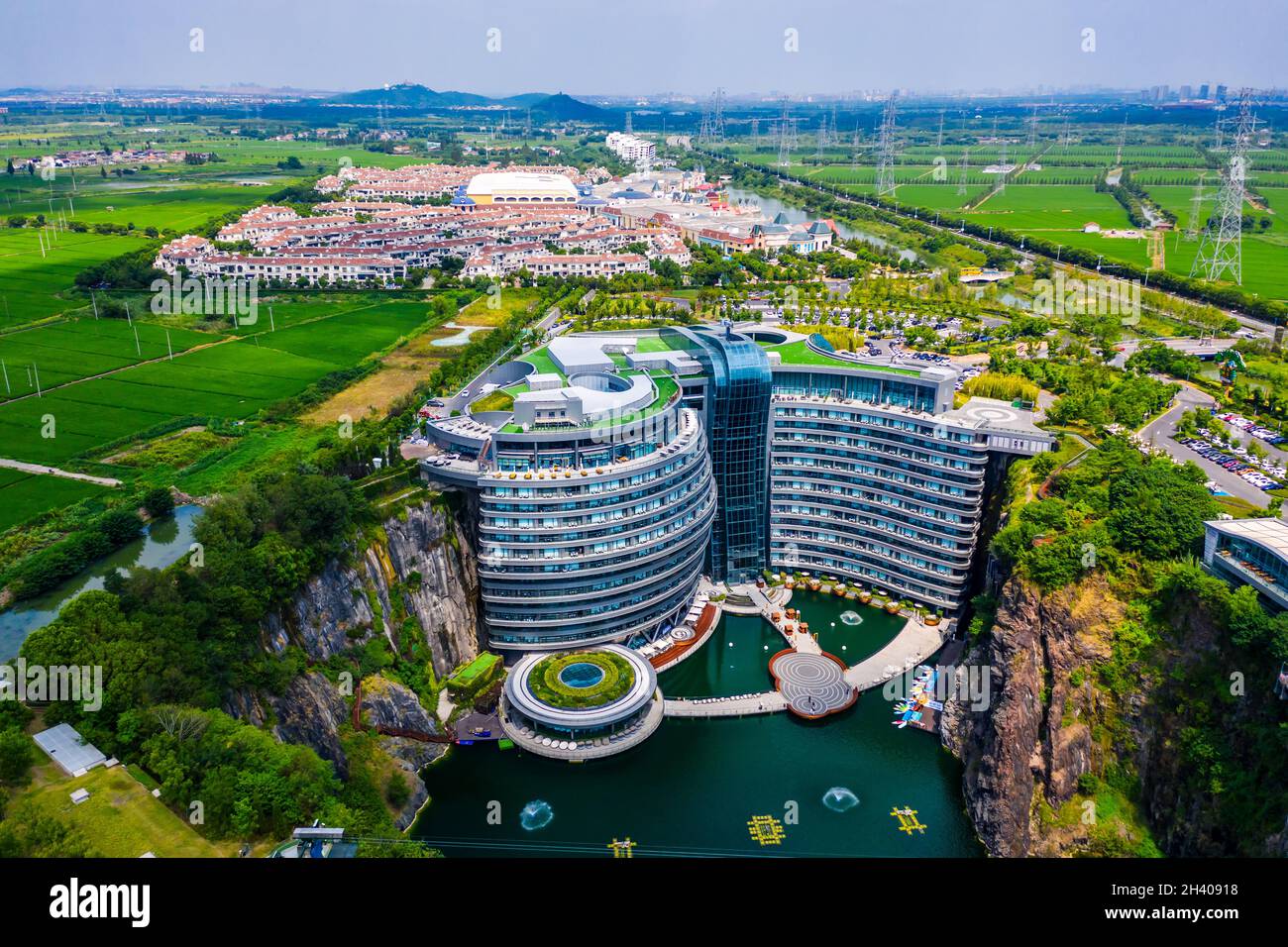 Shanghai,China - August 23,2020:Shimao Shenkeng Intercontinental Hotel in Shanghai Sheshan,the altitude is minus 88 meters.It is the world's first nat Stock Photo