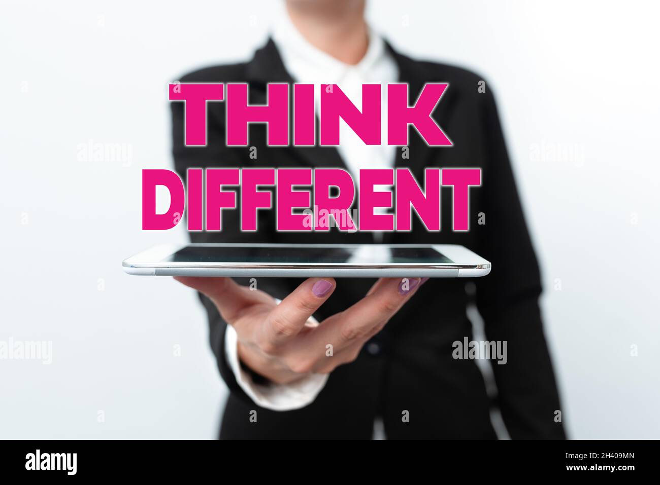 Text sign showing Think Different. Business showcase unusual method or practice that showing use to think Presenting New Technol Stock Photo