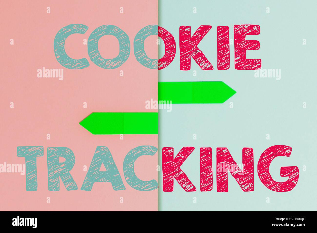 Text showing inspiration Cookie Tracking. Concept meaning Data stored in the user s is computer by website being visited Two Obj Stock Photo