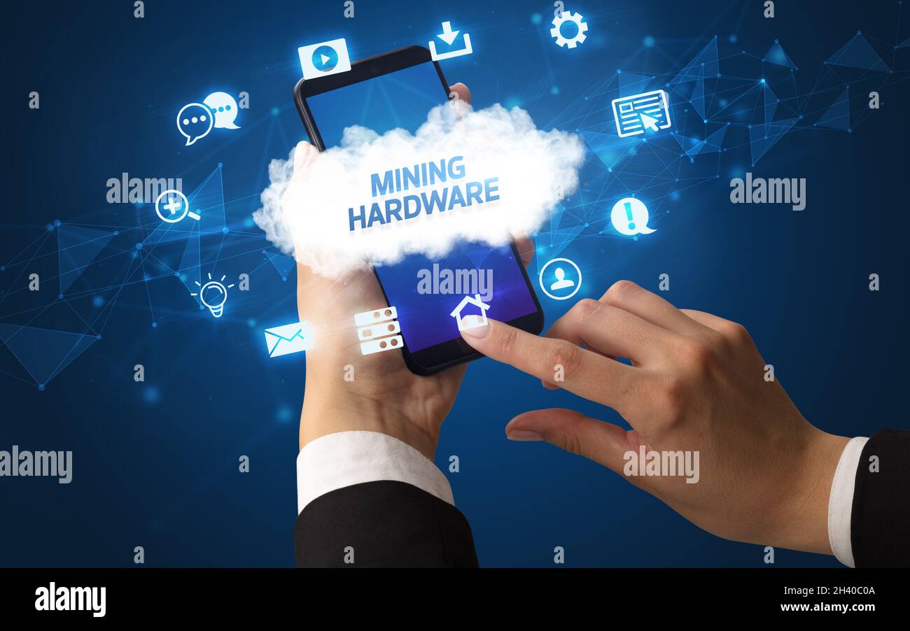 Hand using smartphone with cloud technology concept Stock Photo - Alamy