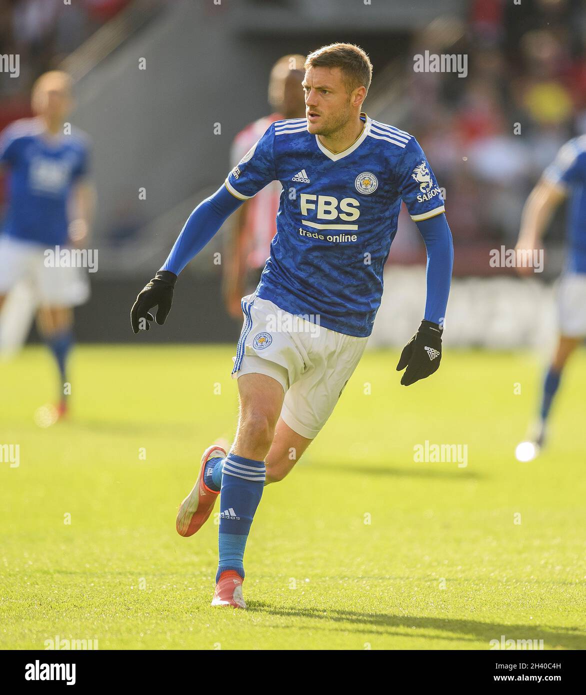 Leicester City's Jamie Vardy during the match at the Brentford Community Stadium. Picture : Mark Pain / Alamy Stock Photo