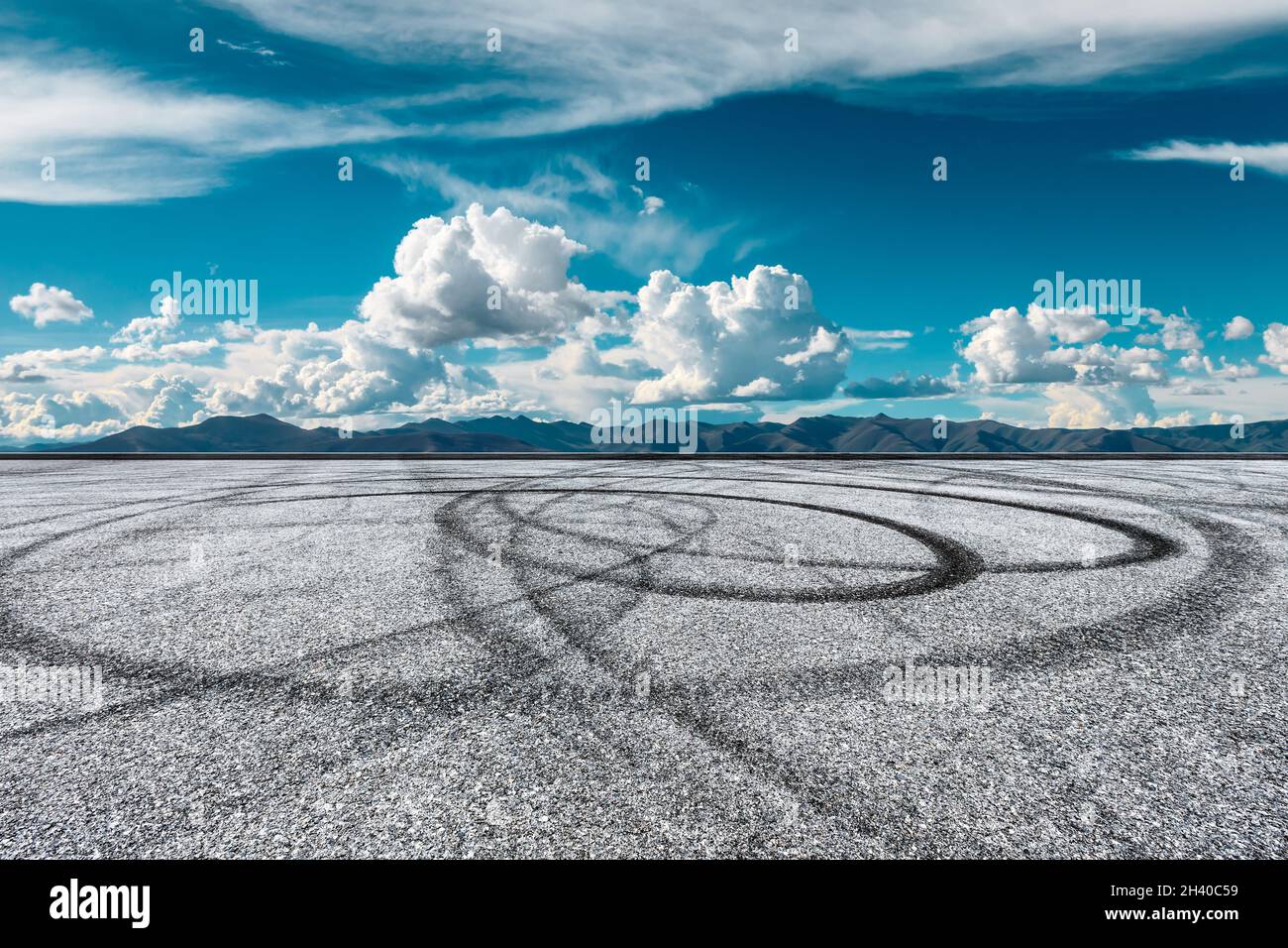 Race track and mountain with sky cloud natural scenery. Stock Photo