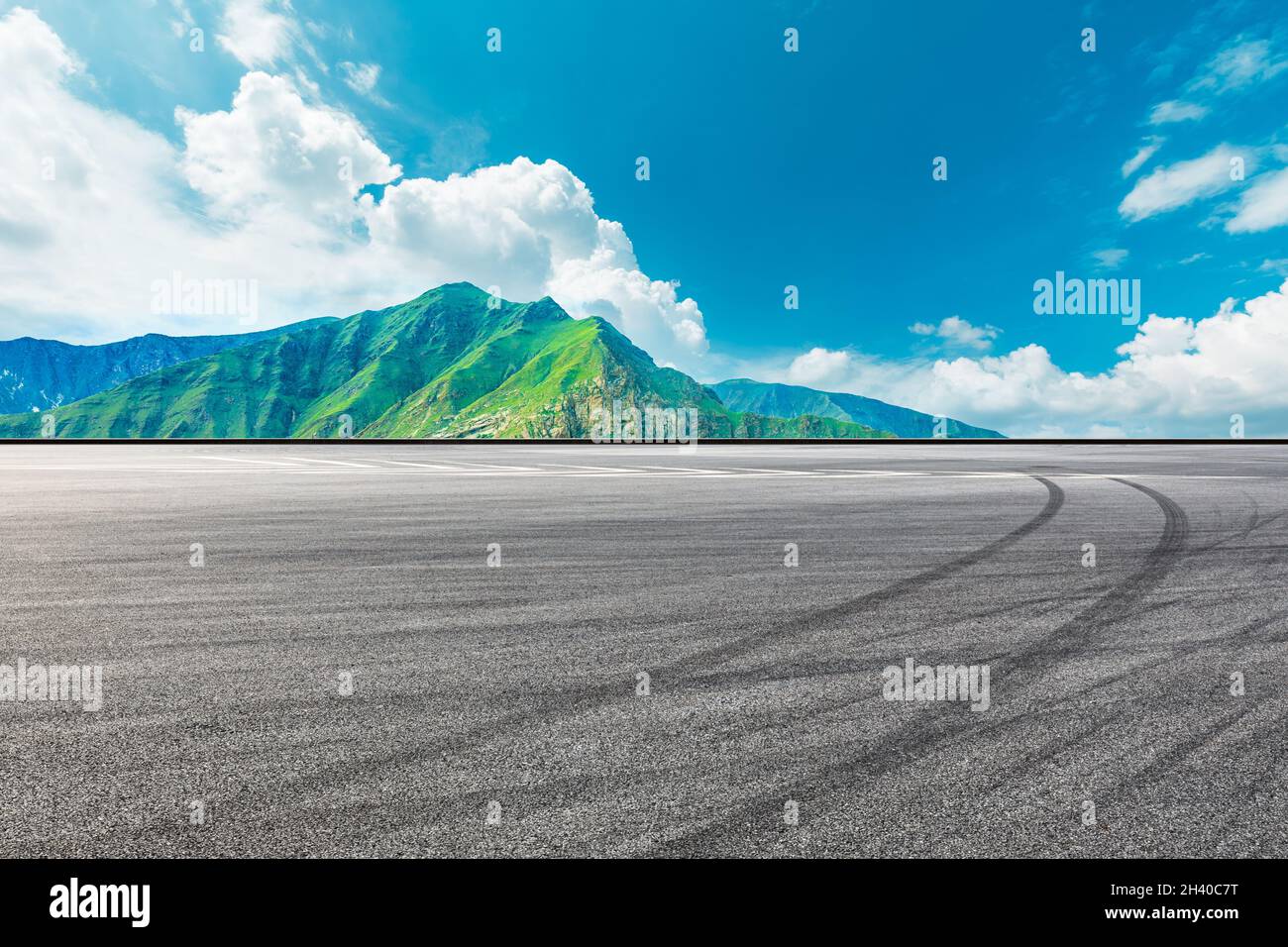 Race track and mountain with sky cloud natural scenery. Stock Photo