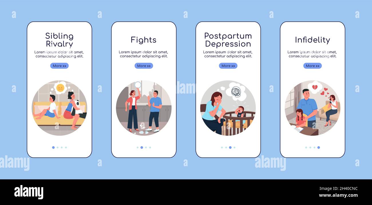Family relationship problem onboarding mobile app screen flat vector ...