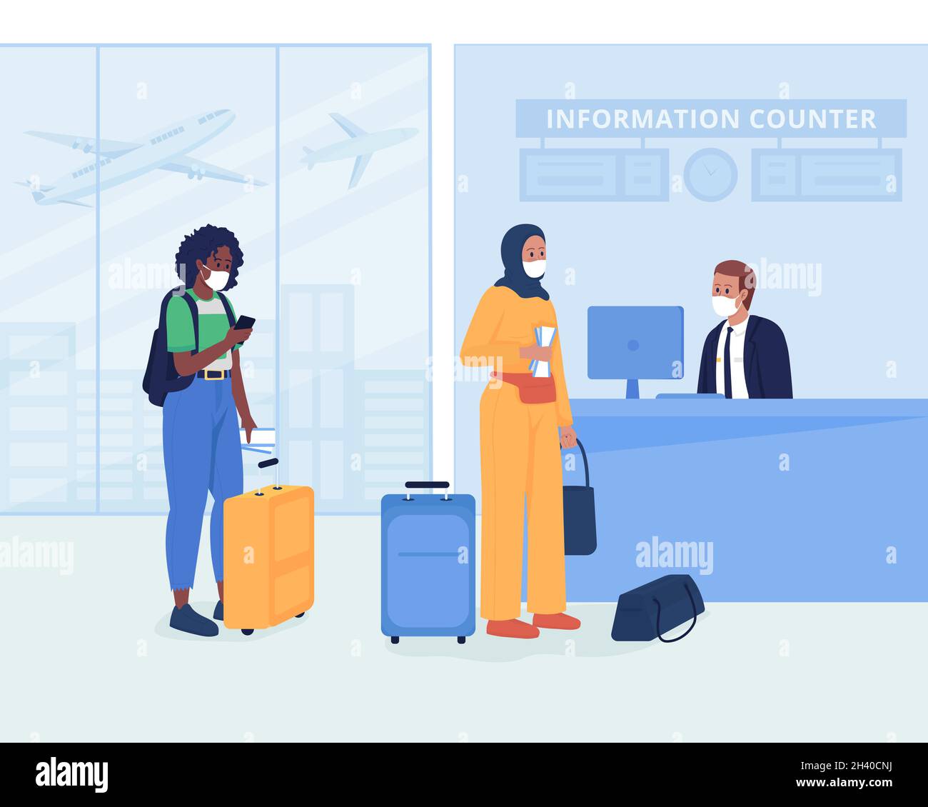 Travel Safety Tips with Flat Color Concept 15912710 Vector Art at