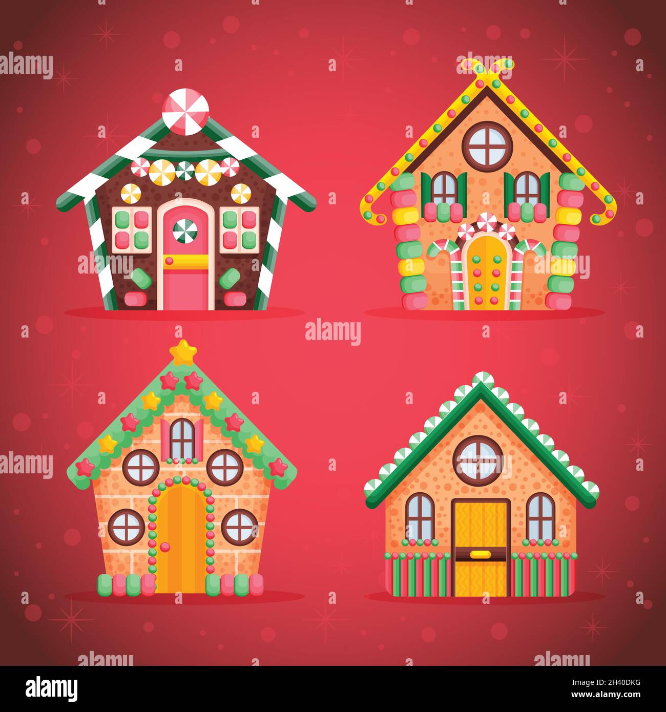 hand drawn gingerbread house collection vector design illustration