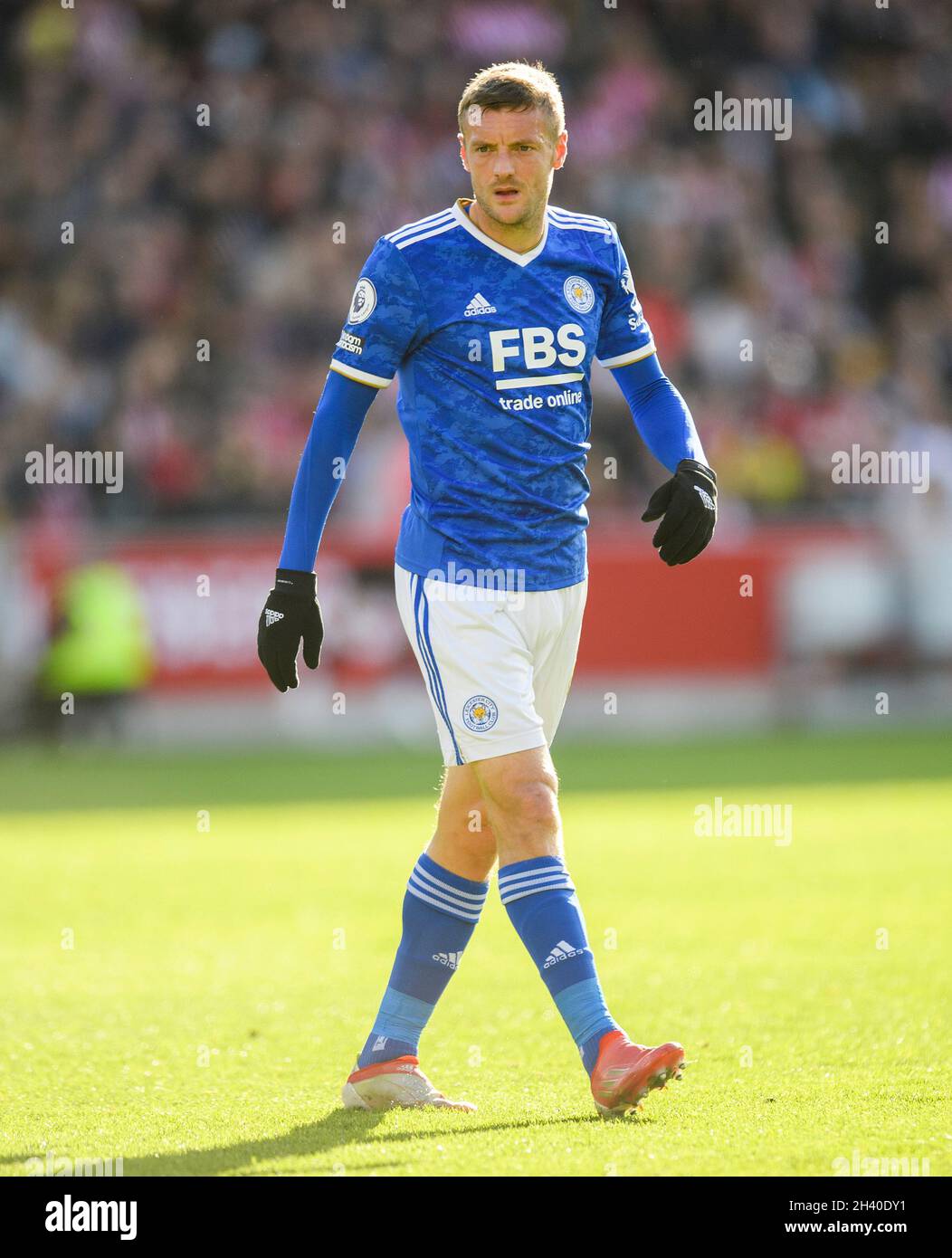 Leicester City's Jamie Vardy during the match at the Brentford Community Stadium. Picture : Mark Pain / Alamy Stock Photo