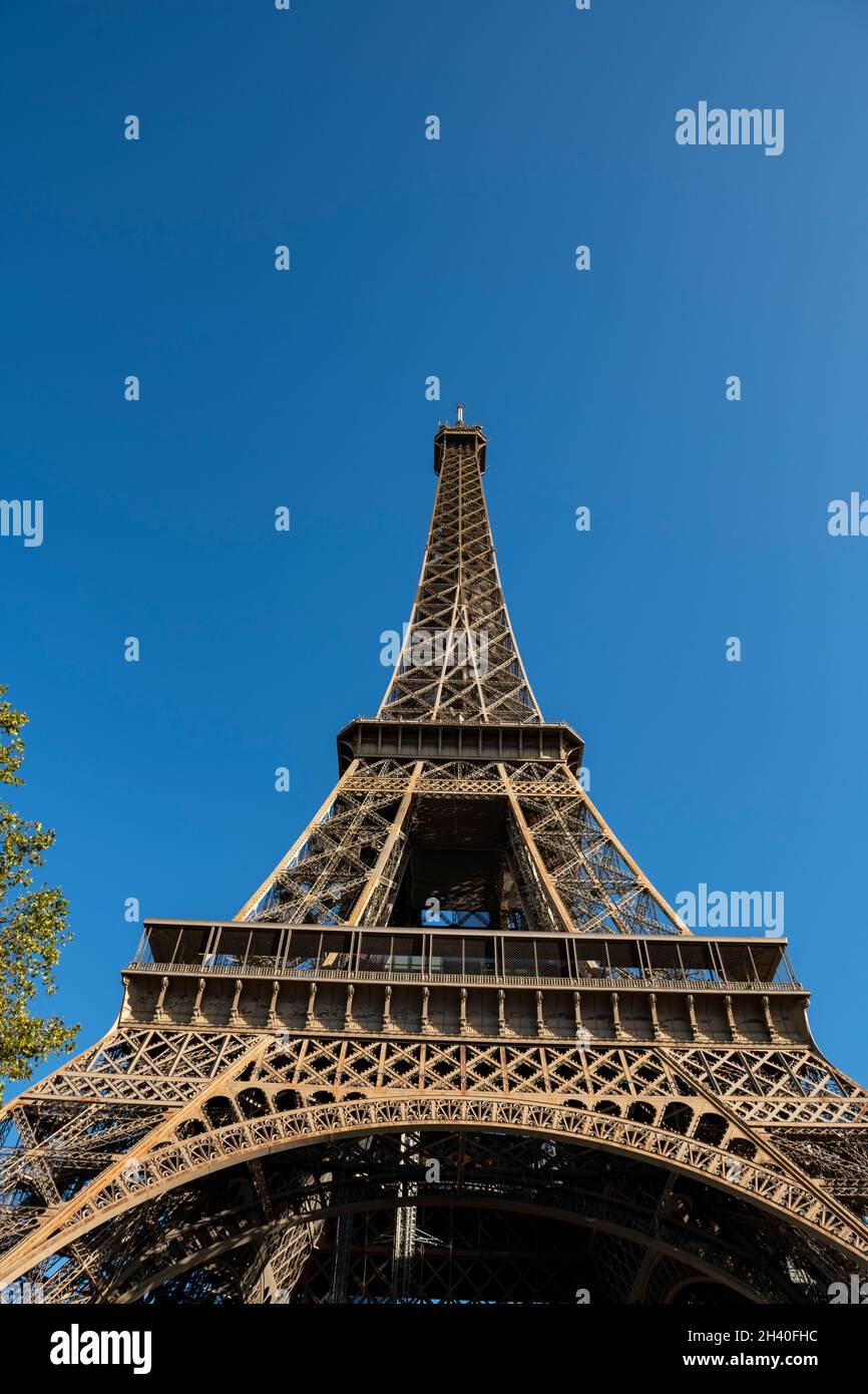 Low angle view of the Eiffel Tower, Paris, France Stock Photo