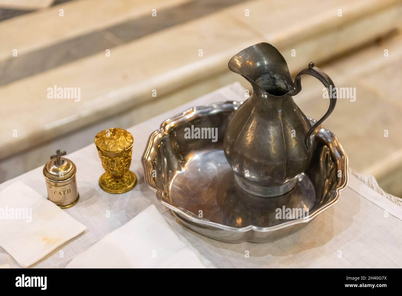 Ampoule for the baptism Stock Photo