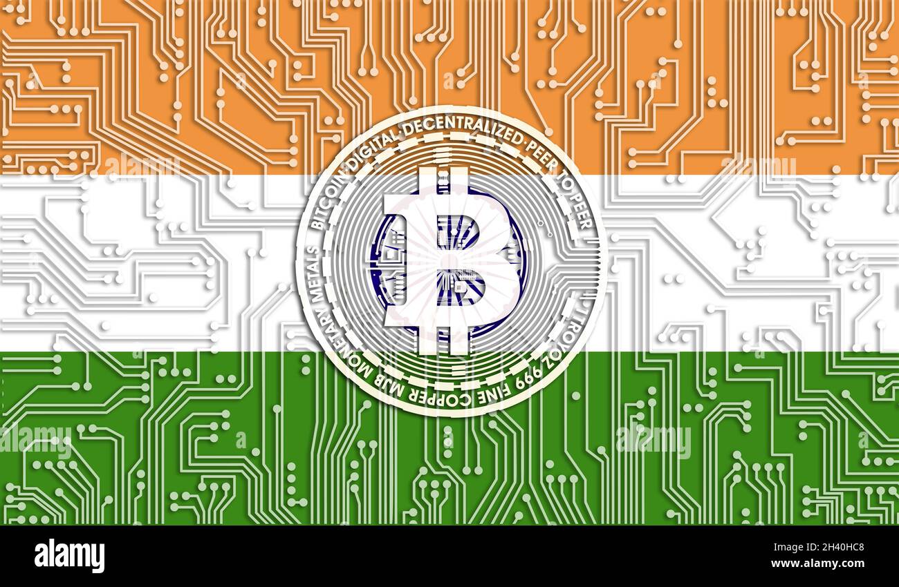 flag of India and bitcoin, Integrated Circuit Board pattern. Bitcoin Stock  Growth. Conceptual image for investors in cryptocurrency and Blockchain Tec  Stock Photo - Alamy