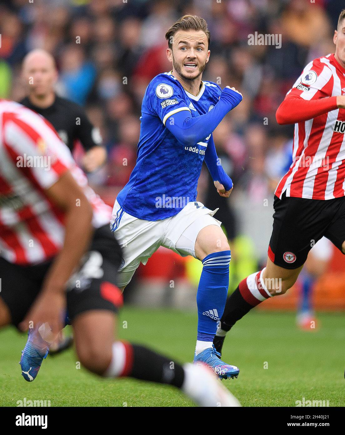 Leicester City's James Maddison during the match at the Brentford Community Stadium. Picture Mark Pain / Alamy Stock Photo