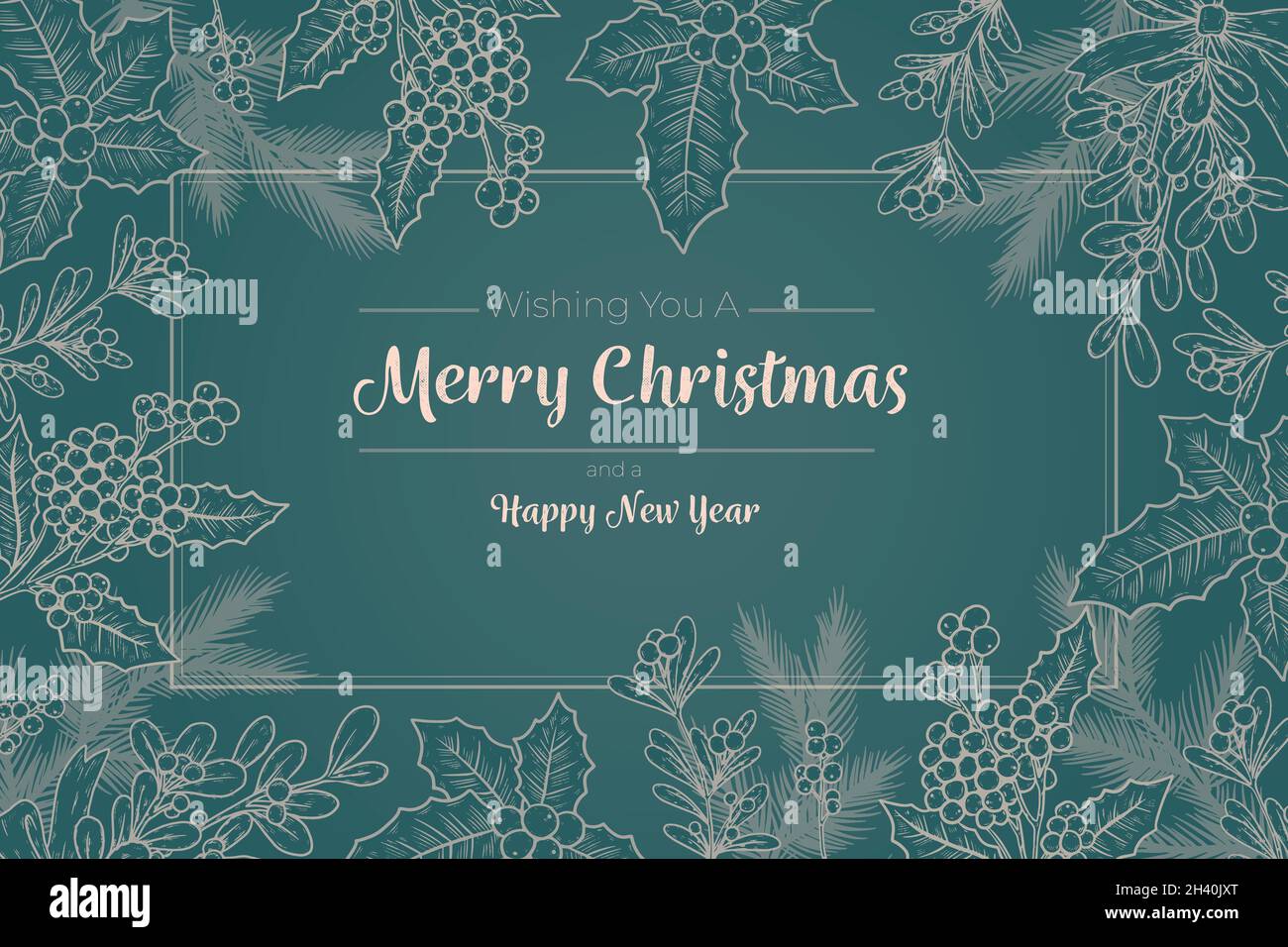 vintage christmas tree branches background vector design illustration ...