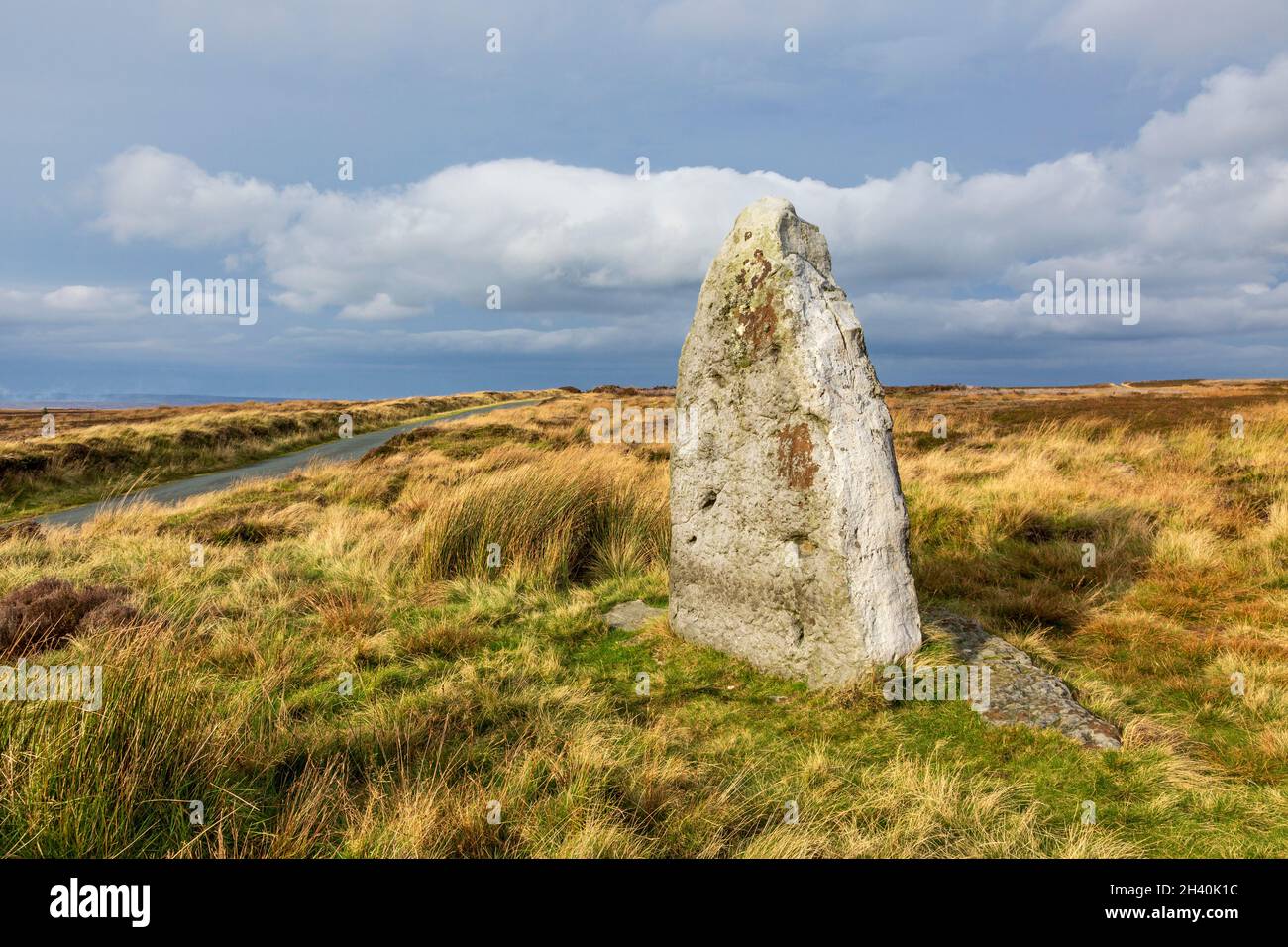 The Millenium Stone on Danby High Moor in the North York Moors Nation Park, Yorkshire, England Stock Photo