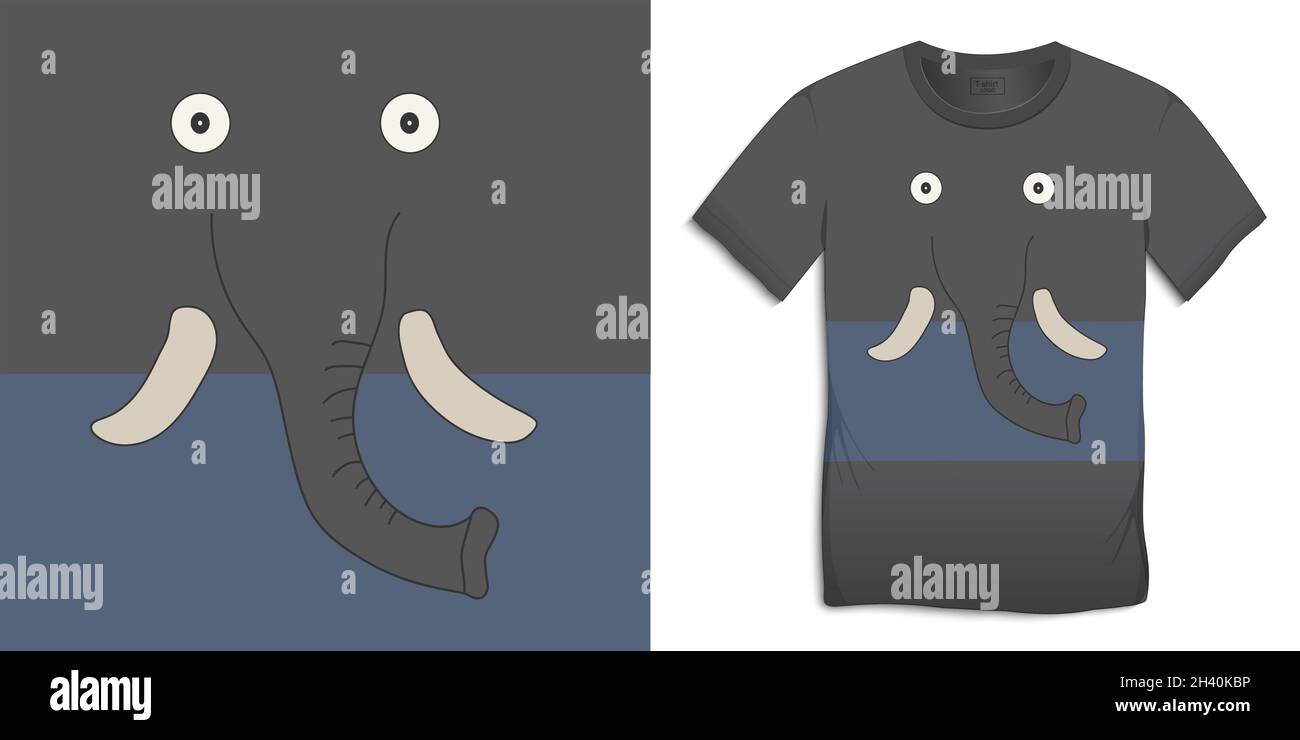 Elephant image , animal motif image, graphic design for t-shirts vector Stock Vector