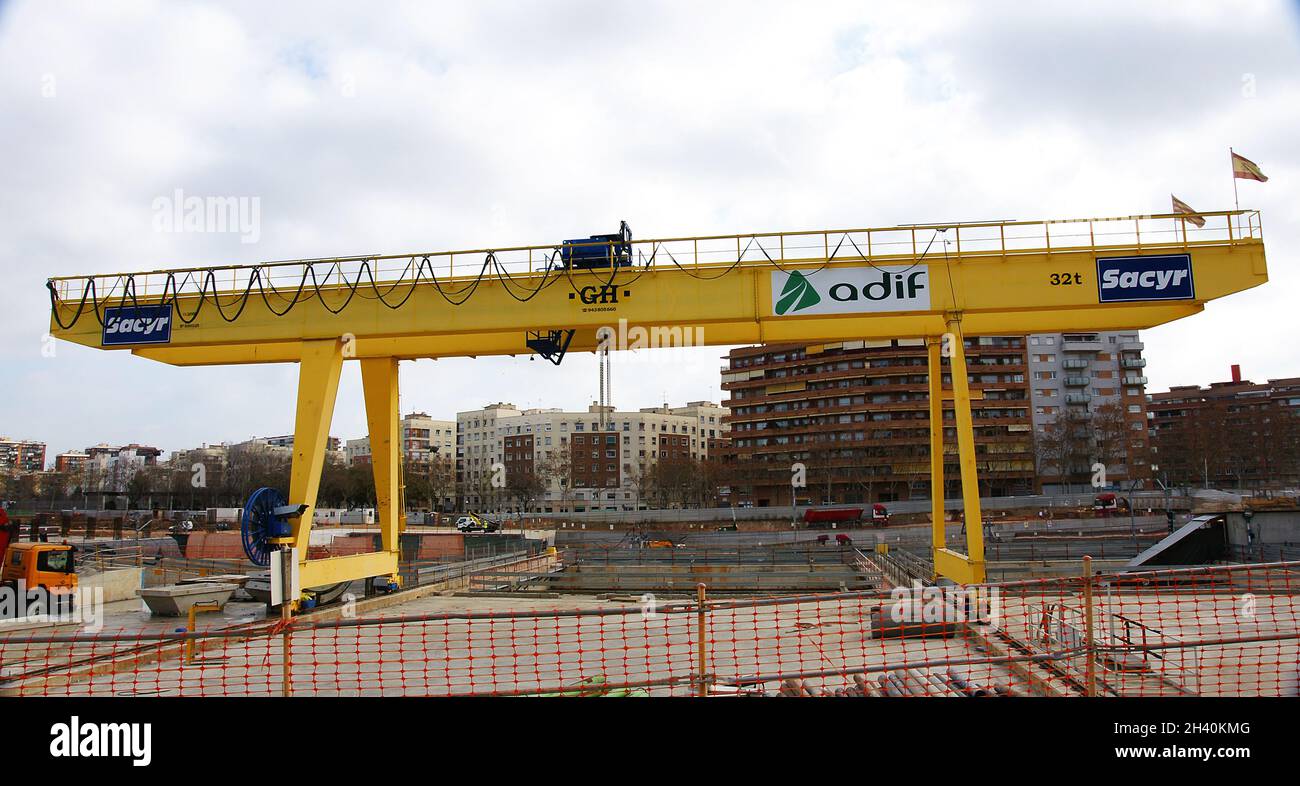 Large gantry crane in the works of the highspeed train (AVE) in