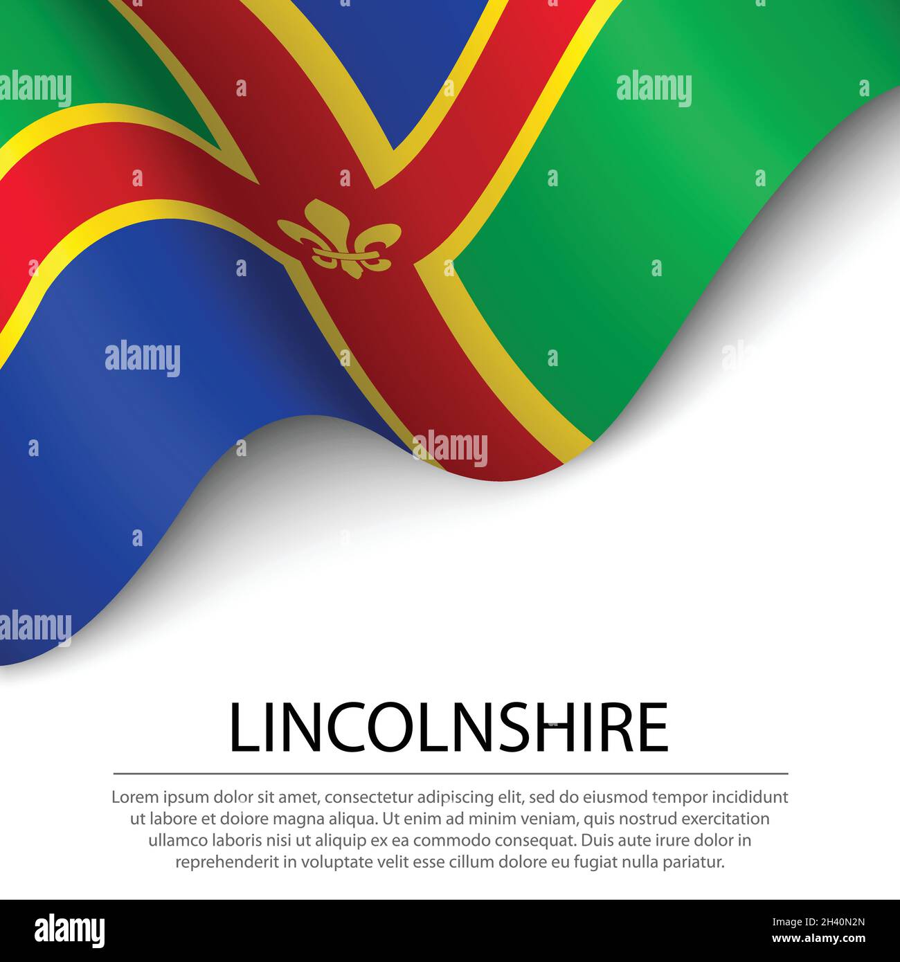 Waving Flag Of Lincolnshire Is A County Of England On White Background Waving Flag Of Lincolnshire Is A County Of England On White Background