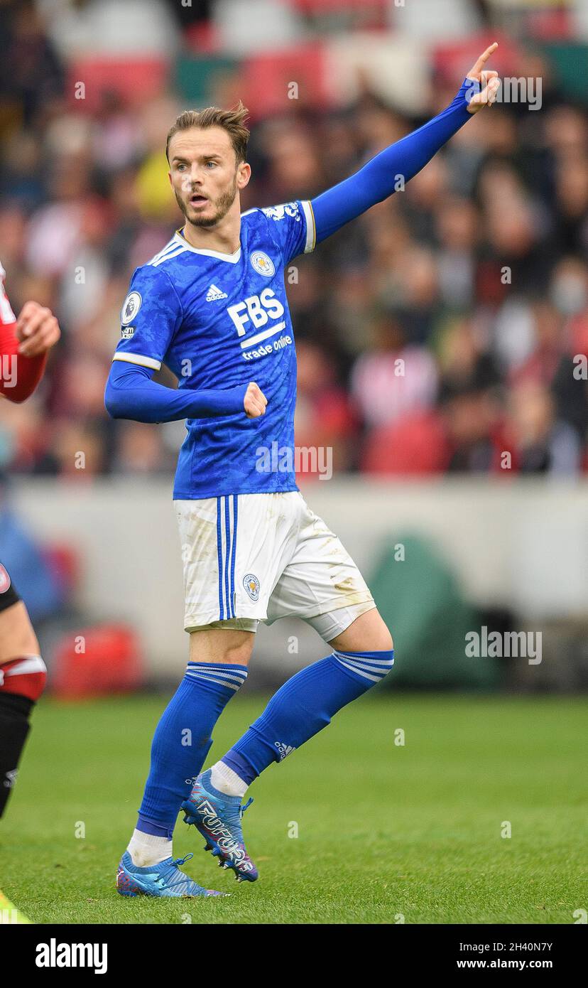 Leicester City's James Maddison during the match at the Brentford Community Stadium. Picture Mark Pain / Alamy Stock Photo