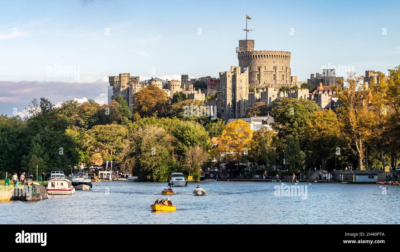 Windsor Castle View from River Thames Stock Photo