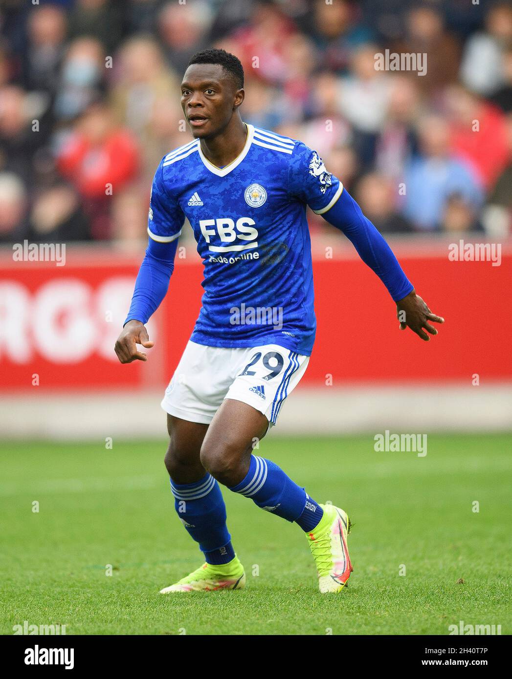 Leicester City's Patson Daka during the match at the Brentford Community Stadium. Picture : Mark Pain / Alamy Stock Photo