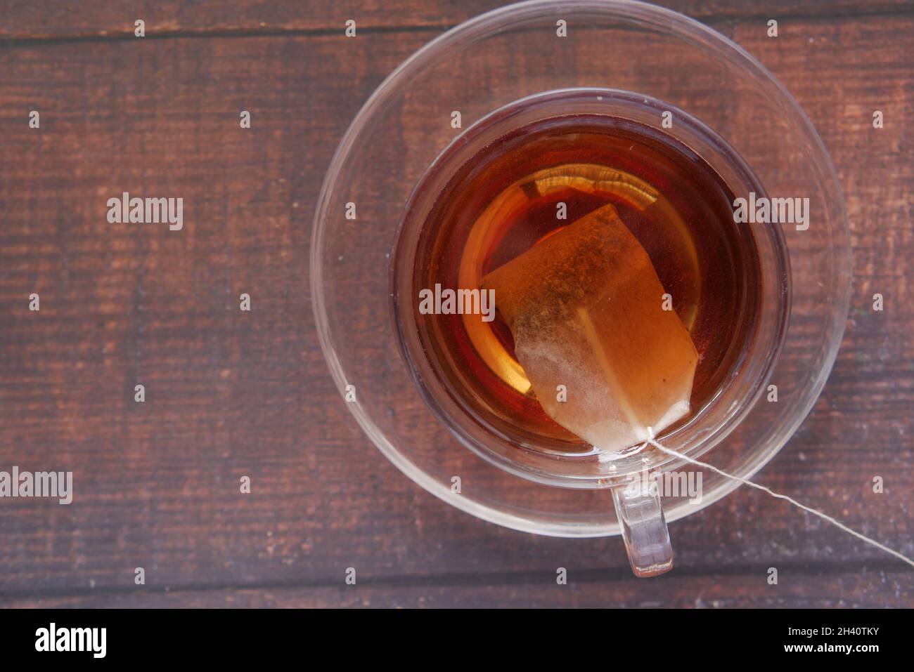 green tea and tea box on table  Stock Photo