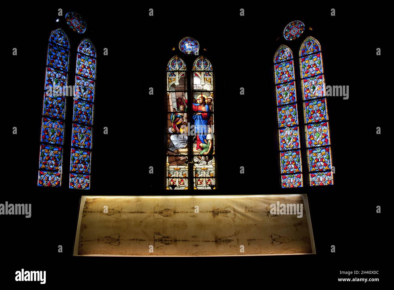 Copy of the holy shroud Stock Photo