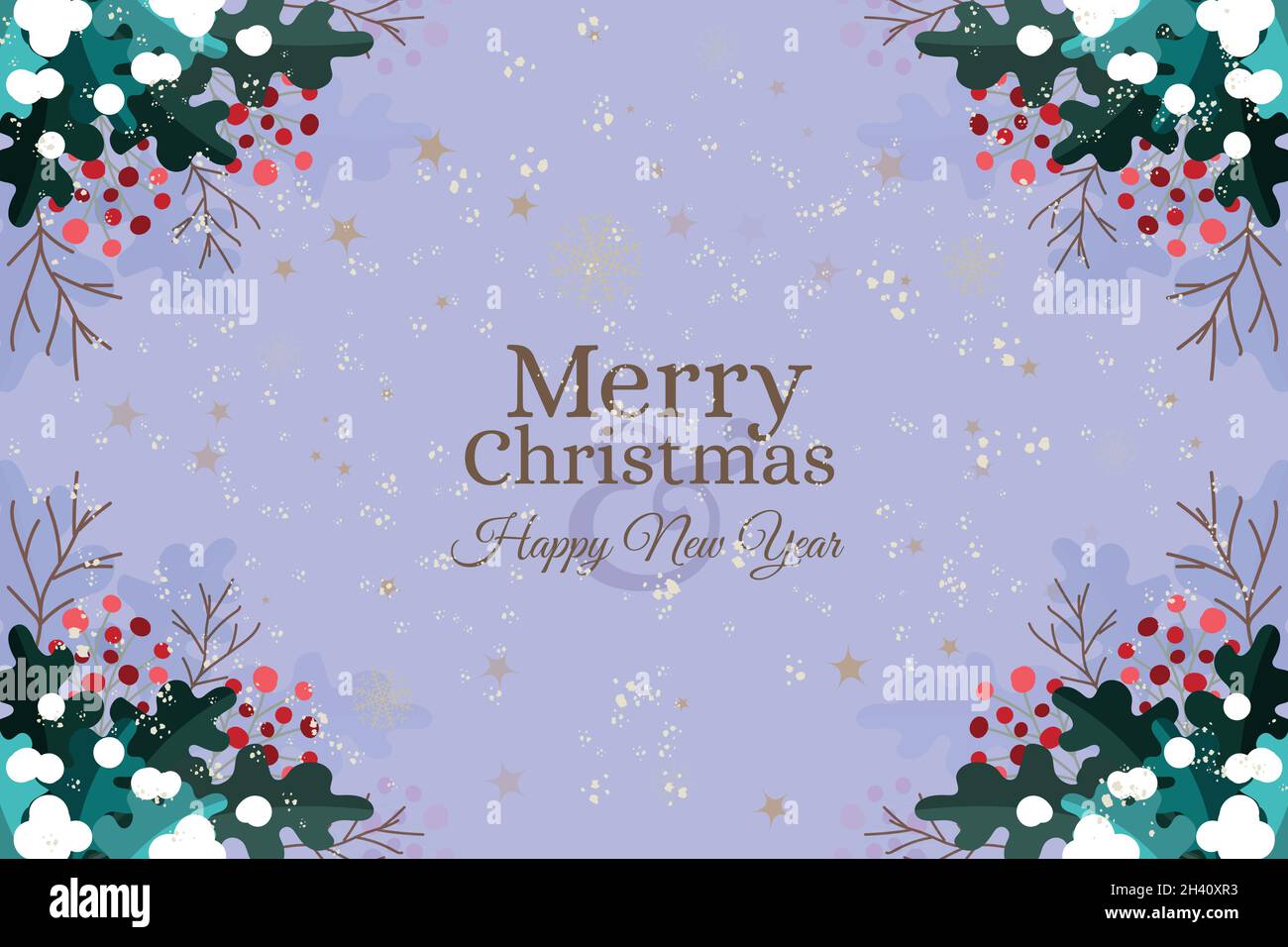 vintage christmas tree branches background vector design illustration ...