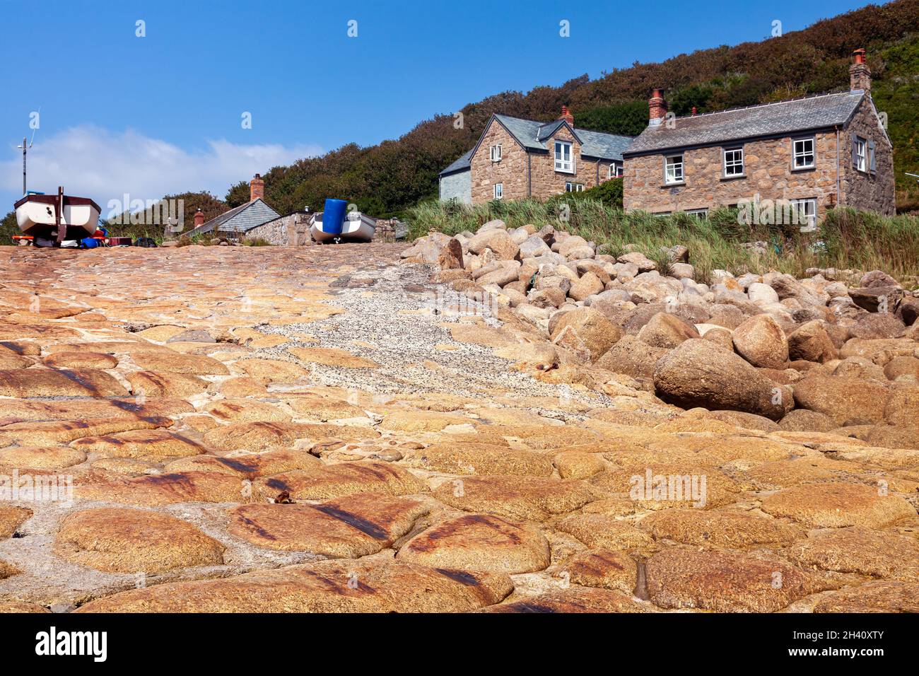 The the slipway at Penberth Cove Fishing Village Cornwall England UK Europe Stock Photo