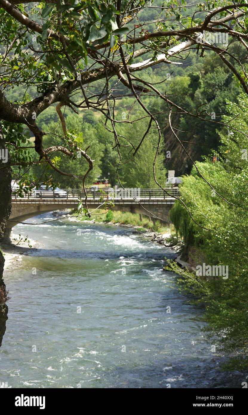 Noguera Pallaressa river in Llavorsi, Lleida, Catalunya, Spain, Europe Stock Photo