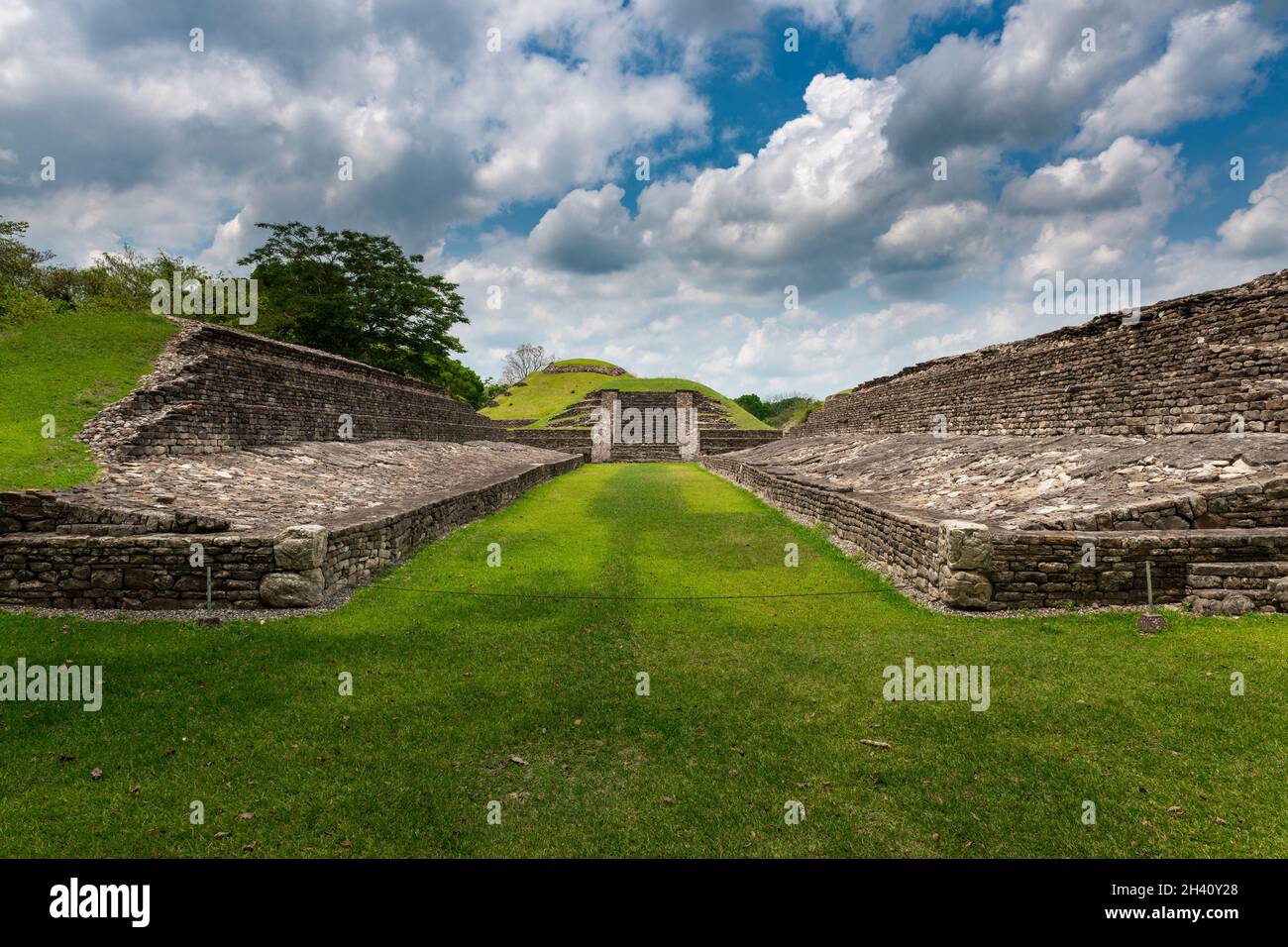 A ballcourt at the EL Tajin archeological site, in Papantla, Veracruz, Mexico. Stock Photo