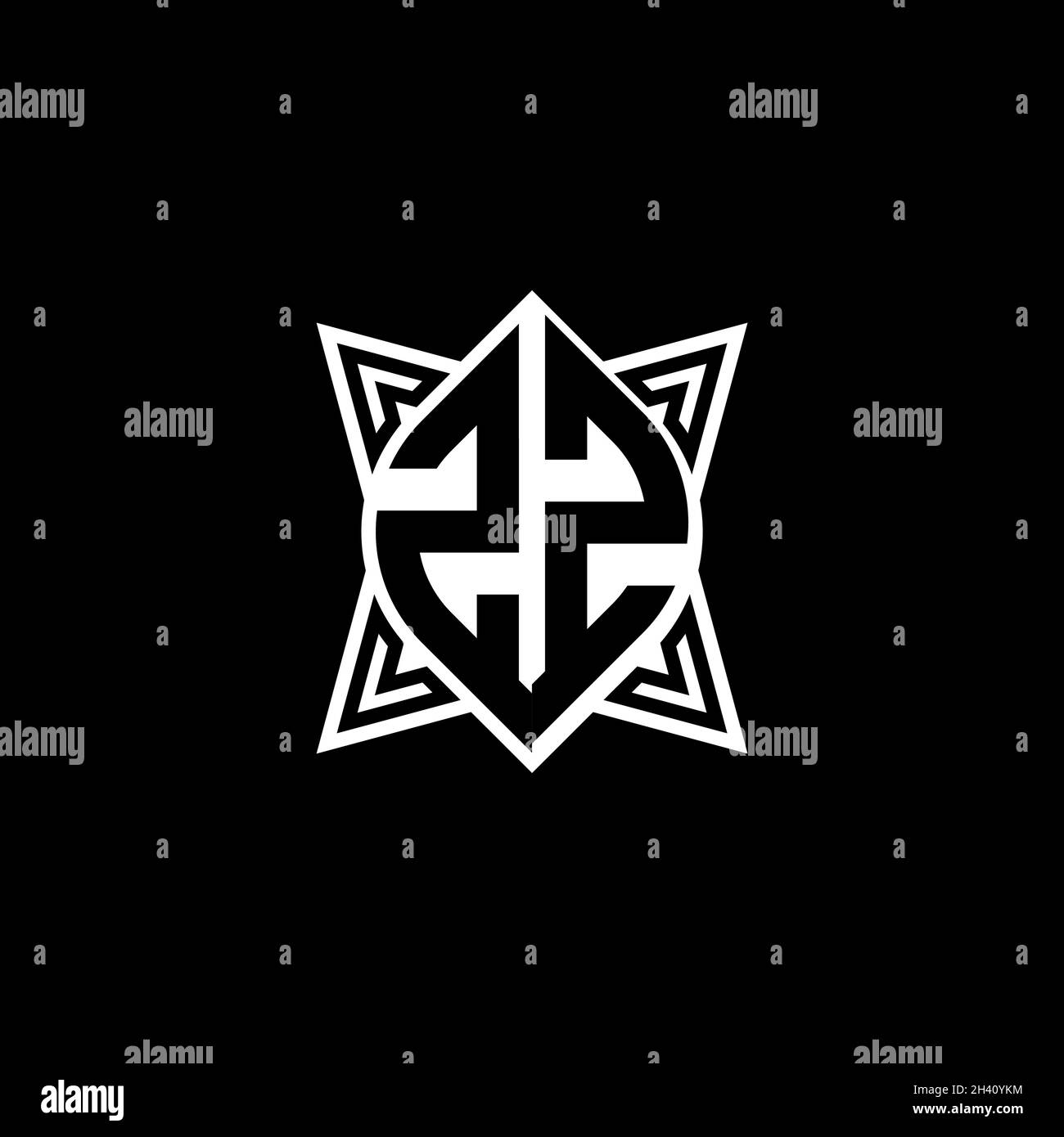 ZZ Monogram logo letter with Star geometric shape style design isolated ...