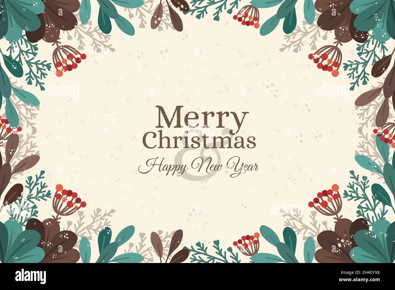 vintage christmas tree branches background vector design illustration ...