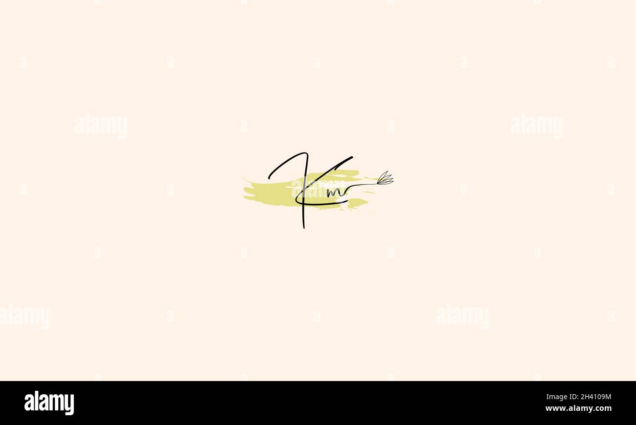 LETTERS KM LOGO DESIGN WITH NEGATIVE SPACE EFFECT FOR ILLUSTRATION USE Stock Vector