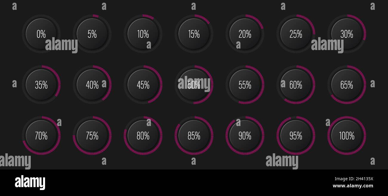 Set of circle percentage diagrams meters for web design, user interface