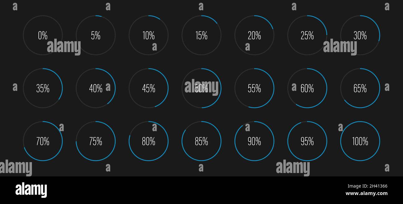 Set of circle percentage diagrams meters for web design, user interface