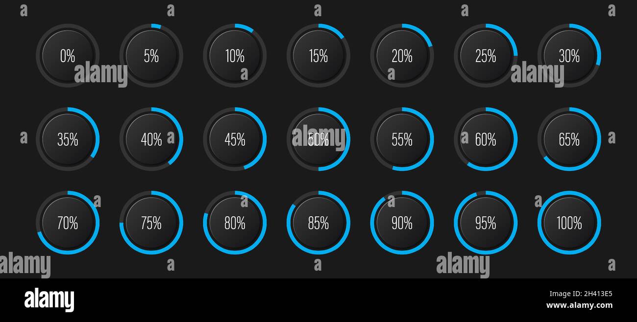 Set of circle percentage diagrams meters for web design, user interface