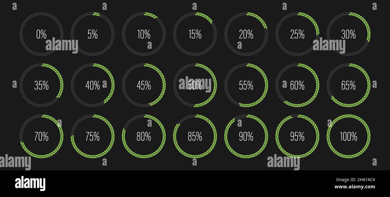 Set of circle percentage diagrams meters for web design, user interface