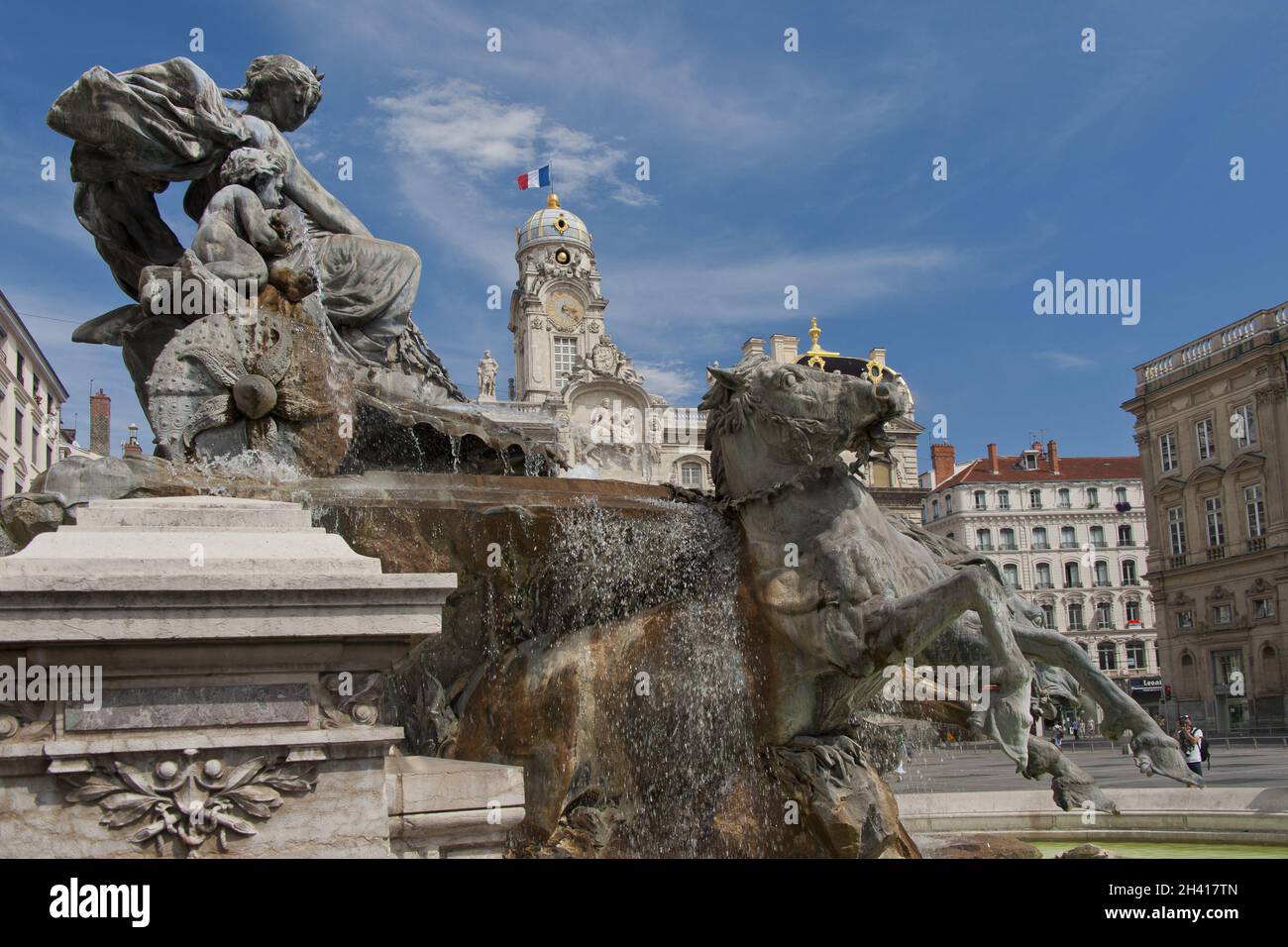The fountain of bartholdi in place des terraux Stock Photo