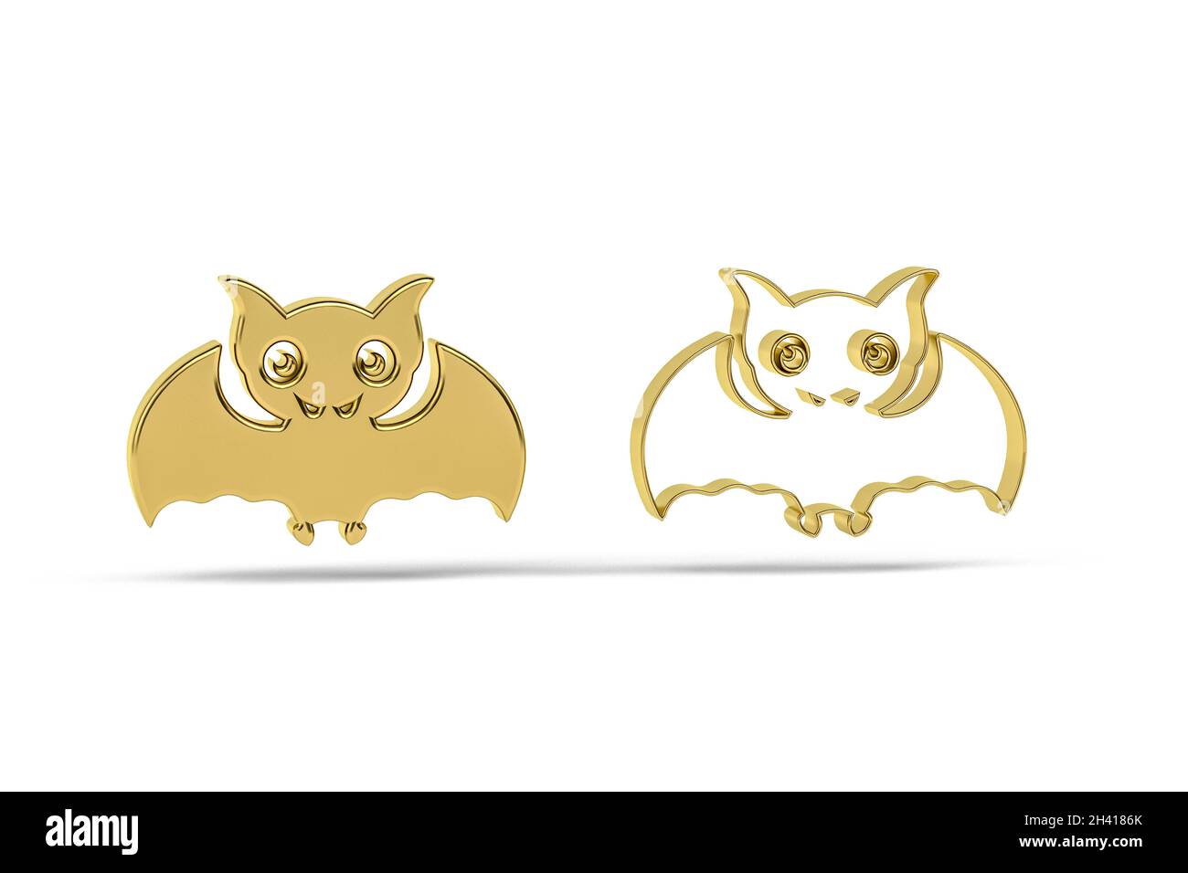 Golden 3d bat icon isolated on white background - 3d render Stock Photo ...
